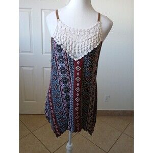 Urban‎ Girl Lacy Top Junior's Large Women's Multi-color Crochet Sleeveless